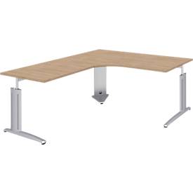Winkelschreibtisch BARI, 90°, Winkel links, C-Fuß, B  1800 x T 1800 mm, Eiche-Dekor