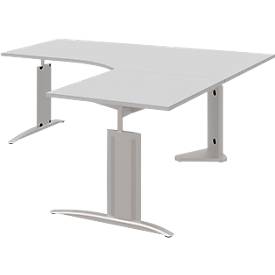 Winkelschreibtisch BARI, 90°, Winkel rechts, C-Fuß, B  1800 x T 800 mm, hellgrau