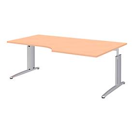 Winkelschreibtisch BARI, 90°, Form A, Winkel rechts/links, C-Fuß, B 2000 x T 1000/ 800 mm