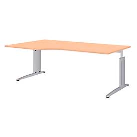 Winkelschreibtisch BARI, 90°, Form A, Winkel rechts/links, C-Fuß, B 2000 x T 1000/ 800 mm