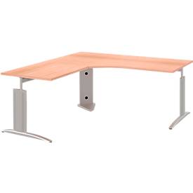 Winkelschreibtisch BARI, 90°, Winkel rechts/links, C-Fuß, B 1800 x T 1800/800 mm