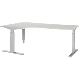 Winkelschreibtisch ERGO-T, 90 Grad, Ansatz links o. rechts, man. höheneinstellbar