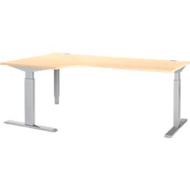 Winkelschreibtisch ERGO-T, 90 Grad, Ansatz links o. rechts, man. höheneinstellbar