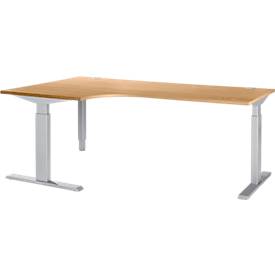 Winkelschreibtisch ERGO-T, 90 Grad, Ansatz links o. rechts, man. höheneinstellbar