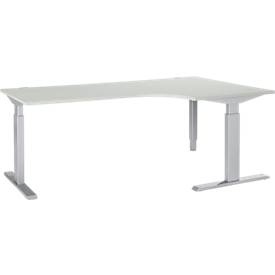 Winkelschreibtisch ERGO-T, 90 Grad, Ansatz links o. rechts, man. höheneinstellbar