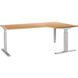 Winkelschreibtisch ERGO-T, 90 Grad, Ansatz links o. rechts, man. höheneinstellbar
