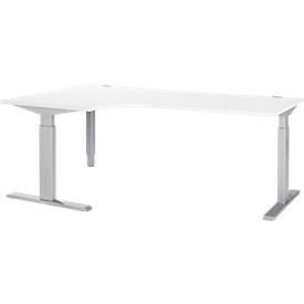 Winkelschreibtisch ERGO-T, 90 Grad, Ansatz links o. rechts, man. höheneinstellbar