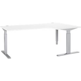 Winkelschreibtisch ERGO-T, 90 Grad, Ansatz links o. rechts, man. höheneinstellbar