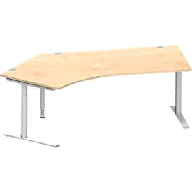 Winkelschreibtisch MODENA FLEX 135°, Ansatz rechts/links, C-Fuß-Rundrohr, B 2165 mm