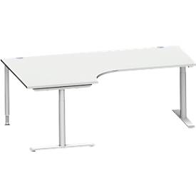 Winkelschreibtisch MODENA FLEX 90°, Ansatz rechts/links, T-Fuß-Rundrohr, B 2000 mm