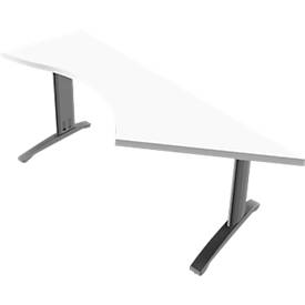 Winkelschreibtisch PHENOR, 135°, Pentagon, Winkel rechts/links, C-Fuß, B 1600 x T 1090/800 mm
