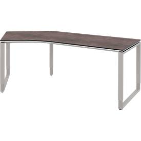 Winkelschreibtisch TEQSTYLE, 120°, höhenverstellbar, B 2170 x T 800 x H 680-820 mm, Winkel links o. rechts