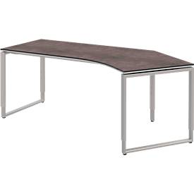 Winkelschreibtisch TEQSTYLE, 120°, höhenverstellbar, B 2170 x T 800 x H 680-820 mm, Winkel links o. rechts