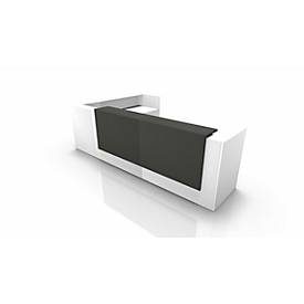 Winkeltheke Spezia, B 3655 x T 2055 x H 1130 mm, weiß/grau