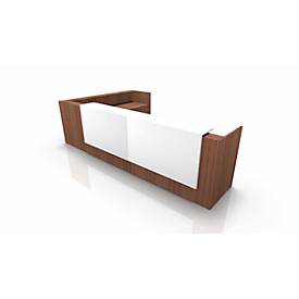 Winkeltheke Spezia, B 4055 x T 2455 x H 1130 mm, Nuss Canaletto/weiß