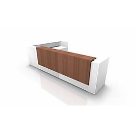 Winkeltheke Spezia, B 4055 x T 2455 x H 1130 mm, weiß/Nuss Canaletto