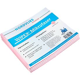 WIPEX microfibre wiping cloth, multiply washable, streak-free cleaning, 50 pieces, pink