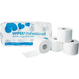 WIPEX Toilettenpapier PoFessional, 250 Blatt pro Rolle, 2- o. 3-lagig, 64 o. 72 Rollen
