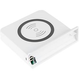 Wireless Charger Good Connections, Qi-fähig, Leistung 15 W, für USB-Desktop-Schnellladestation mit 110 W, Anschluss an linker Seite, weiß