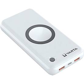 Wireless Powerbank Varta, 20000 mAh, 1x USB-C (In & Out), 2x USB-A (Out), Laden mit o. ohne Kabel, B 79 x T 24 x H 160 mm, weiß