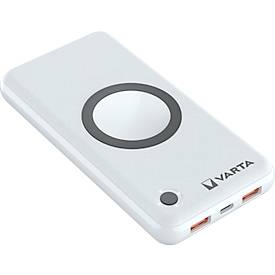 Wireless Powerbank Varta, Kabelloses Laden & Laden mit Kabel, Ladestandsanzeige, Li-Polymer-Batterie, B 100 x T 31 x H 195 mm, weiß