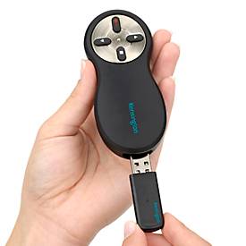 Wireless Presenter Kensington 33374EU, roter Laserpointer Klasse 2, Reichweite bis 20 m, 4 Tasten, USB-Empfänger, schwar