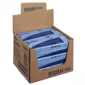 Wischtücher WypAll® X50, B 245 x L 416 mm, Interfold, lebensmittelgeeignet, 6 x 50 Stück, blau