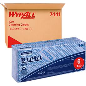 Wischtücher WypAll® X50, B 245 x L 416 mm, Interfold, lebensmittelgeeignet, 6 x 50 Stück, blau