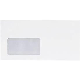 Witte Enveloppen, 110 x 220 mm (DL), met venster links, zelfklevend, 1000 stuks