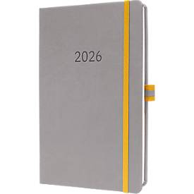 Wochenkalender Sigel Linescape 2026 DE L2604, A5, 176 Seiten, 53 Wochen, 2 Seiten für je 1 Woche, FSC®-Papier/Kunststoff, hellgrau-gelb