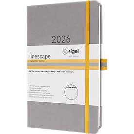 Wochenkalender Sigel Linescape 2026 DE L2604, A5, 176 Seiten, 53 Wochen, 2 Seiten für je 1 Woche, FSC®-Papier/Kunststoff, hellgrau-gelb