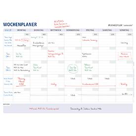 Wochenplaner Staedtler Lumocolor® 641 A1-1, Format A1, trocken & nass abwischbar, inkl. Universalstiften & Stifteklammern, Kunststoff