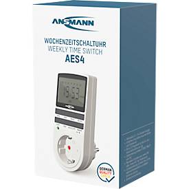 Wochenzeitschaltuhr Ansmann AES4, digital, 12/24 h Format, 10 Programme, 1-fach, ohne Batterien, Kunststoff, weiß