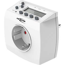 Wochenzeitschaltuhr Ansmann AES5, digital, 24 h Format, 8 Programme, 1-fach, ohne Batterien, Kunststoff, weiß