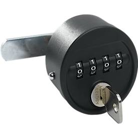 Zahlenkombinationsschloss, für alle Spinde made by SSI Schäfer, 4-stellig, zum Nachrüsten geeignet, Ø 60 mm, schwarz