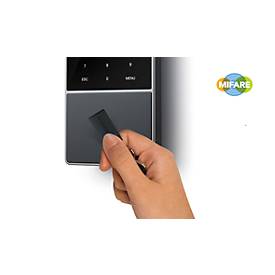 Zeiterfassungssystem TimeMoto TM-818 SC, für bis zu 2000 Mitarbeiter, B 100 x T 45 x H 215 mm, schwarz + 25 RFID-Schlüsselanhänger RF-110