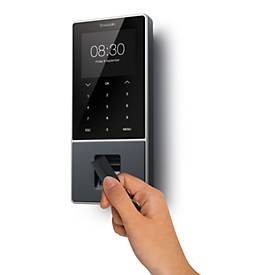 Zeiterfassungssystem TimeMoto TM-828 SC, für bis zu 2000 Mitarbeiter, B 100 x T 45 x H 215 mm, schwarz + 25 RFID-Schlüsselanhänger RF-110