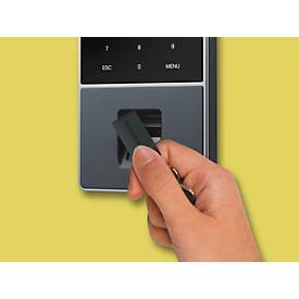 Zeiterfassungssystem TimeMoto TM-828 SC, für bis zu 2000 Mitarbeiter, B 100 x T 45 x H 215 mm, schwarz + 25 RFID-Schlüsselanhänger RF-110
