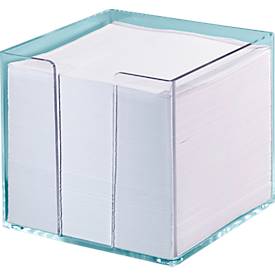 Zettelbox, inkl. 700 Notizzettel, transparent, 95x95x95 mm, Blattfarbe weiß