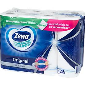 Zewa Küchenpapierrollen Wisch und Weg Original, 2-lagig, 8 x 45 Blatt