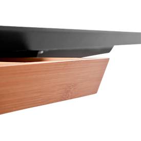 Zubehörschublade für die Montage unter Schreibtischen, kugelgelagert, Kabelführung, herausnehmbare Filzmatte, B 585 x T 243 x H 43 mm, Bambusholz