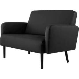 Zweisitzer Sofa easyChair® by Paperflow LISBOA, desinfektionsmittelbeständiger Kunstlederbezug schwarz, Fußgestell schwa