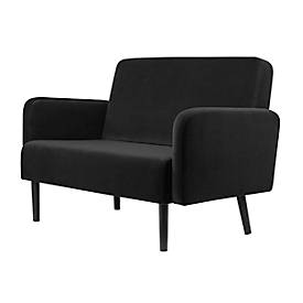 Zweisitzer Sofa easyChair® by Paperflow LISBOA, Samtbezug schwarz, Fußgestell schwarz, B 1240 x T 815 x H 830 mm
