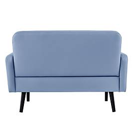 Zweisitzer Sofa meet by Paperflow LISBOA, desinfektionsmittelbeständiger Kunstlederbezug blau, Fußgestell schwarz, B 1240 x T 815 x H 830 mm