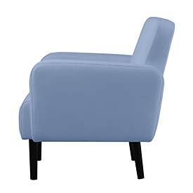 Zweisitzer Sofa meet by Paperflow LISBOA, desinfektionsmittelbeständiger Kunstlederbezug blau, Fußgestell schwarz, B 1240 x T 815 x H 830 mm
