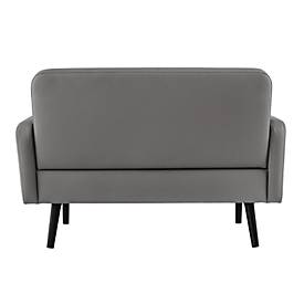 Zweisitzer Sofa meet by Paperflow LISBOA, desinfektionsmittelbeständiger Kunstlederbezug grau, Fußgestell schwarz, B 1240 x T 815 x H 830 mm