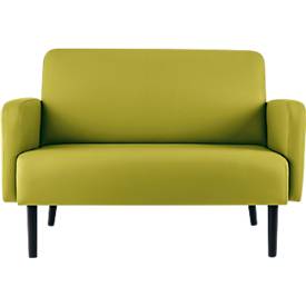 Zweisitzer Sofa meet by Paperflow LISBOA, desinfektionsmittelbeständiger Kunstlederbezug grün, Fußgestell schwarz, B 1240 x T 815 x H 830 mm
