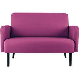 Zweisitzer Sofa meet by Paperflow LISBOA, desinfektionsmittelbeständiger Kunstlederbezug lila, Fußgestell schwarz, B 1240 x T 815 x H 830 mm