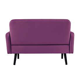 Zweisitzer Sofa meet by Paperflow LISBOA, desinfektionsmittelbeständiger Kunstlederbezug lila, Fußgestell schwarz, B 1240 x T 815 x H 830 mm