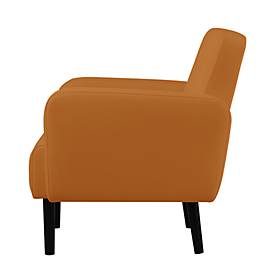 Zweisitzer Sofa meet by Paperflow LISBOA, desinfektionsmittelbeständiger Kunstlederbezug orange, Fußgestell schwarz, B 1240 x T 815 x H 830 mm